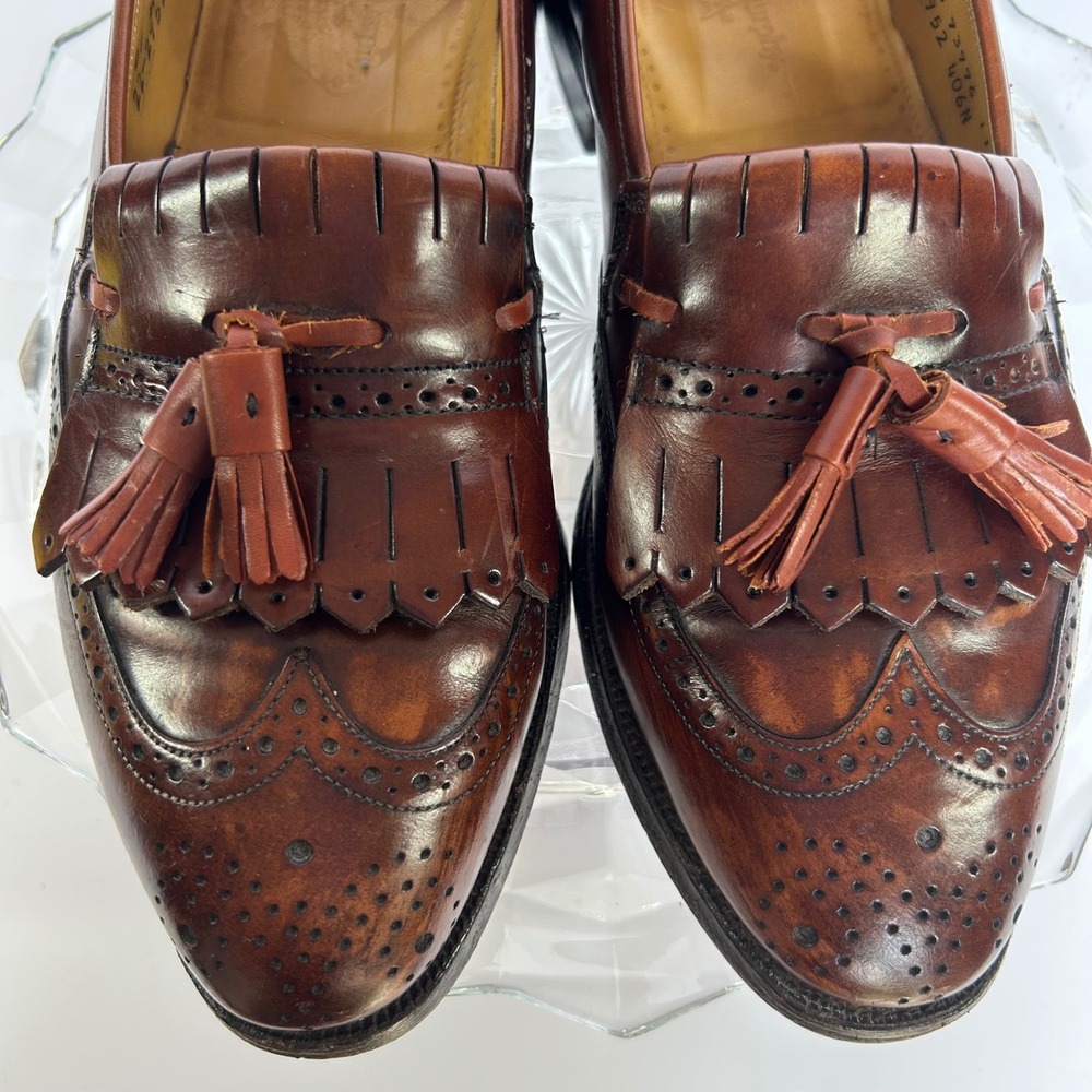 Johnston & Murp Wingtip Tassel Loafers Brown Leather Dress Shoes Mens Size 8.5 D